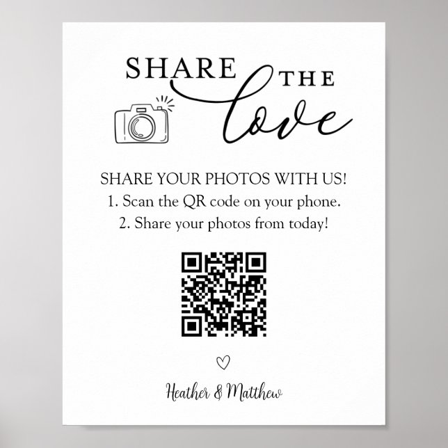 Póster Compartir código QR del álbum de fotos de amor (Frente)
