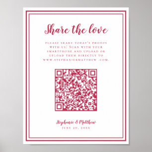 Póster Compartir Fotos de Boda El Amor Código QR Escanear