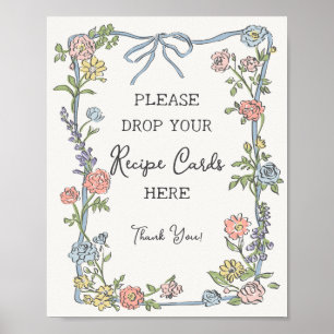 Póster Compartir Receta Floral Pastel de Fiesta de Jardín