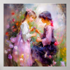 Póster Compartir Rosas y amistad