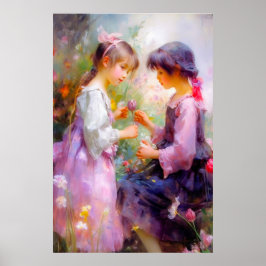 Póster Compartir Rosas y amistad