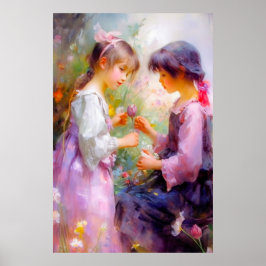 Póster Compartir Rosas y amistad