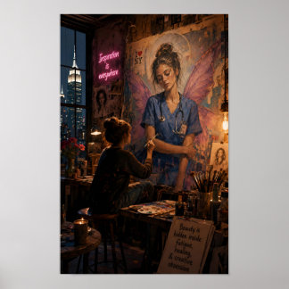 Póster Compasión Pintada en Luz de Medianoche
