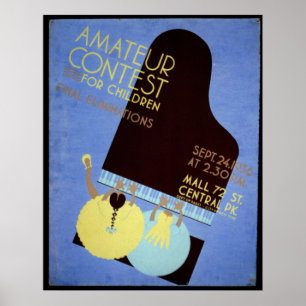 Póster Competencia aficionada de la música de WPA para