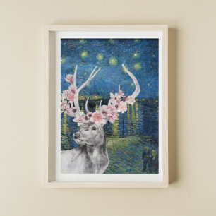Póster Compilación de estrellas de flores y noche Van Gog