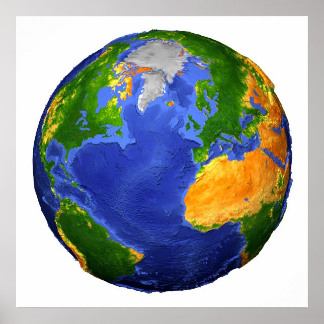 Póster Completa La Tierra Mostrando Datos Topográficos. (Frente)