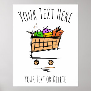 Póster Completo carrito de la compra/carrito/Venta de inv