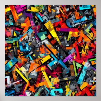 Póster Complex Layered Design: Seamless Graffiti Grid