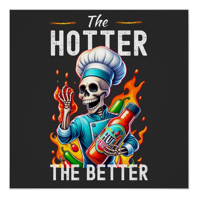 Póster Complicador del Chef divertido llevando salsa en e (Anverso)