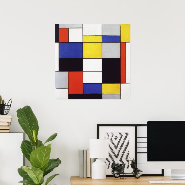 Póster Composición A de Piet Mondrian (Oficina en casa)