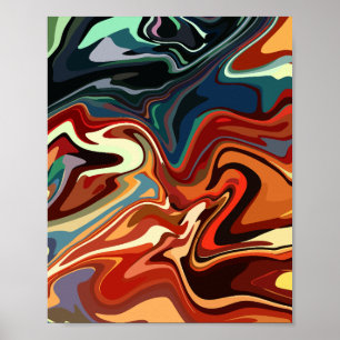 Póster Composición abstracta con contrastes cálidos y frí