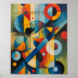 Póster Composición abstracta geométrica dinámica