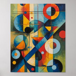 Póster Composición abstracta geométrica dinámica
