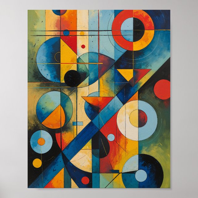 Póster Composición abstracta geométrica dinámica (Frente)