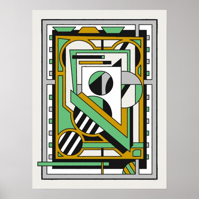 Póster Composición abstracta moderna geométrica (Frente)