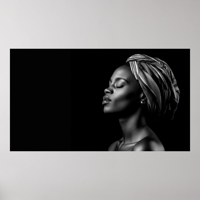 Póster Composición africana en blanco y negro (Frente)