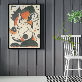 Póster Composición con dos ciervos de Franz Marc