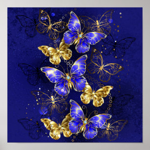 Póster Composición con mariposas de zafiro