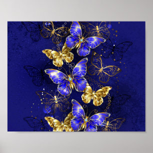 Póster Composición con mariposas de zafiro