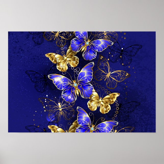 Póster Composición con mariposas de zafiro (Frente)
