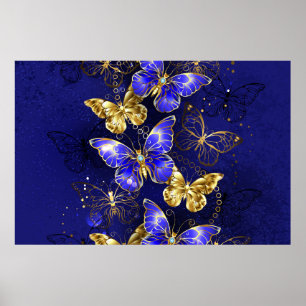 Póster Composición con mariposas de zafiro