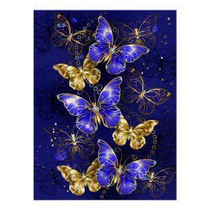 Póster Composición con mariposas de zafiro