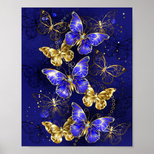 Póster Composición con mariposas de zafiro