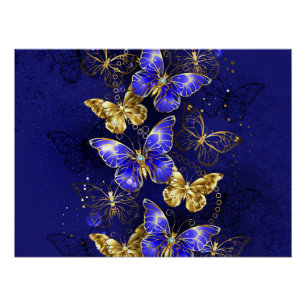 Póster Composición con mariposas de zafiro