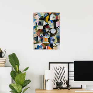 Póster Composición con media luna amarilla e Y