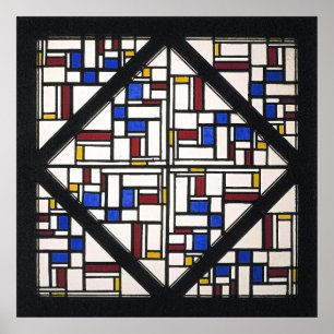 Póster Composición con ventana con vidrio coloreado