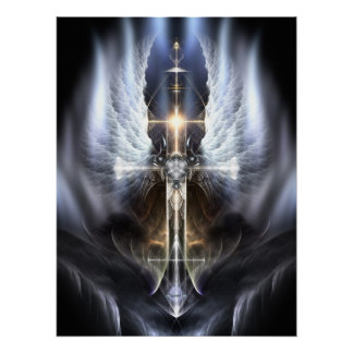 Póster Composición de arte fractal de Heavenly Angel Wing