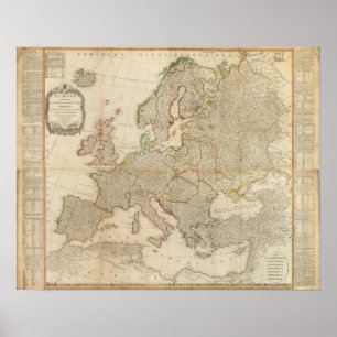 Póster Composición de Europa con cuadros estadísticos