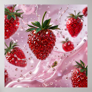Póster Composición de fresas maduras