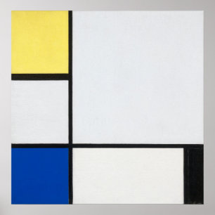 Póster Composición de Mondrian Amarillo, Azul, Negro, Azu