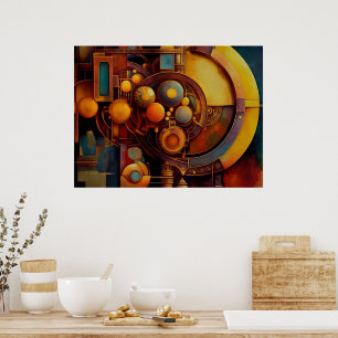 Póster Composición de Orbe Mecánico Steampunk