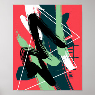 Póster Composición dinámica de pinceladas abstractas