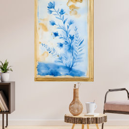 Póster Composición floral azul. Tipo: decorativo enmarcad