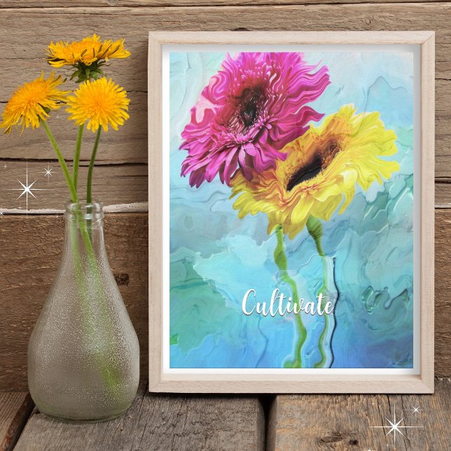 Póster Composición floral moderna y personalizada (Frame not included. Shown at 8"x10". Available in many other sizes. Customize with a name, phrase ..)