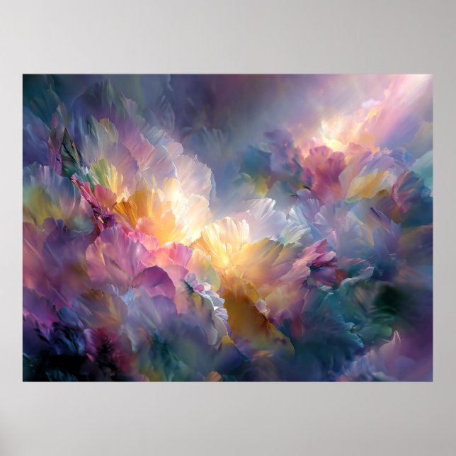 Póster Composición floral pastel abstracta brillante (Frente)