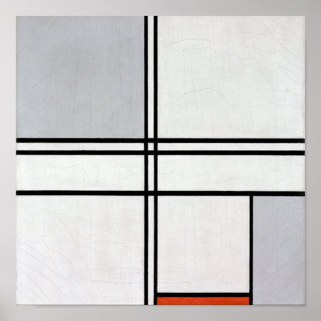 Póster Composición (N.º 1) Gris-Rojo | Piet Mondrian | (Frente)