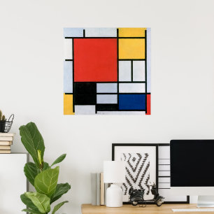 Póster Composición Rojo, Amarillo, Azul, Negro   Mondriaa