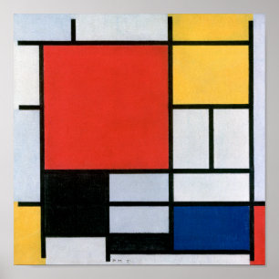 Póster Composición rojo, amarillo, azul, negro   Mondriaa
