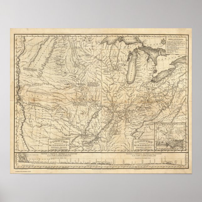 Póster Composite Country drained by the Mississippi (Frente)