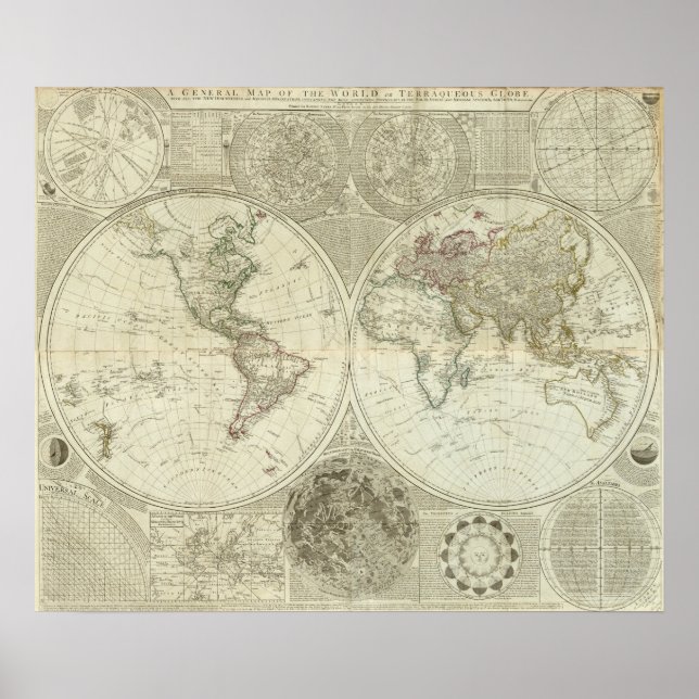 Póster Composite World or terraqueous globe (Frente)