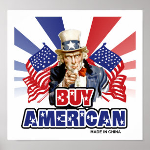 Póster Compra Americano (Hecho En China) - Chiste Gracios