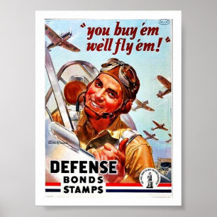 Póster ¡Compra Em, Volaremos! Estampillas de bonos de def