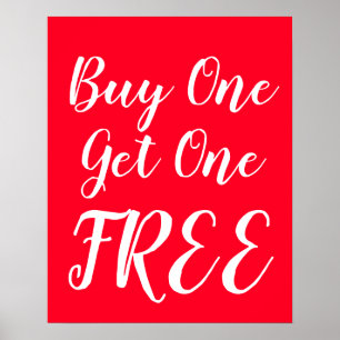Póster Compra Uno Obtén Un Rótulo Gratuito, Venta De BOGO