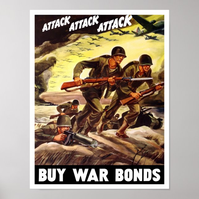 Póster Comprar bonos de guerra — Propaganda de la Segunda (Frente)