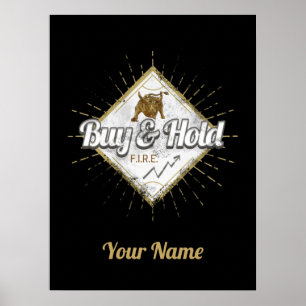 Póster Comprar y retener el Bull de comerciante compra el