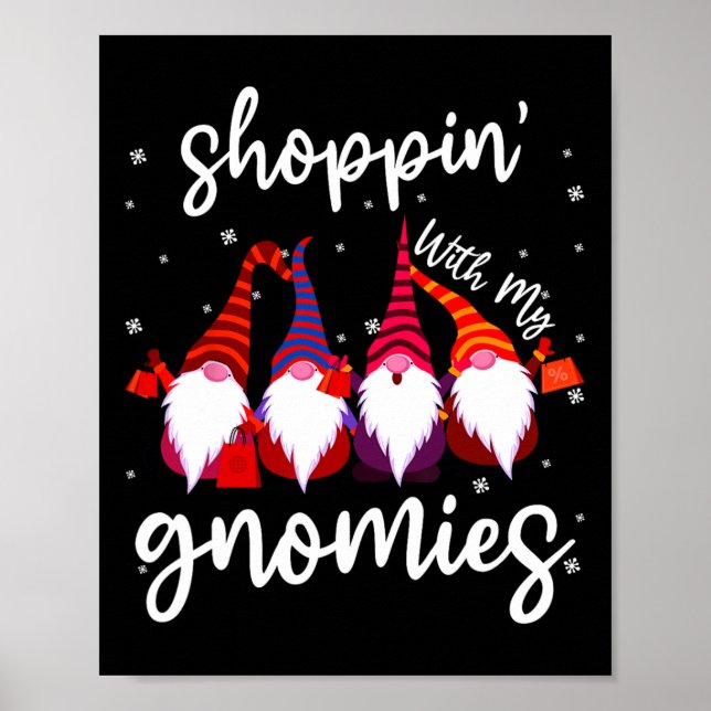 Póster Compras Con Mis Gnomies Cute Xmas Gnomes Lover Ch (Frente)